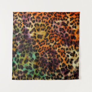 Colourful Leopard: Abstract Vintage Texture Tapestry
