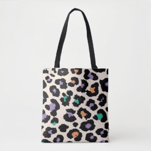 Colourful leopard animal design and backgroundprin tote bag