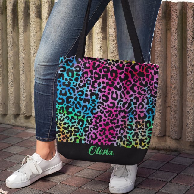 Colourful Leopard Animal Pattern Print Neon Girly Tote Bag (Creator Uploaded)