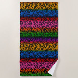 Colourful Leopard Animal Print Design Beach Towel