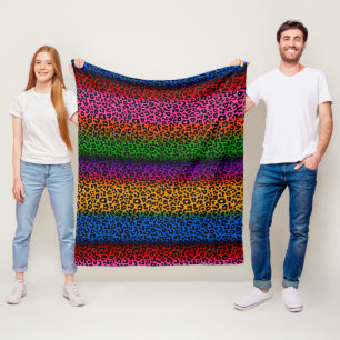 Colourful Leopard Animal Print Design Fleece Blanket