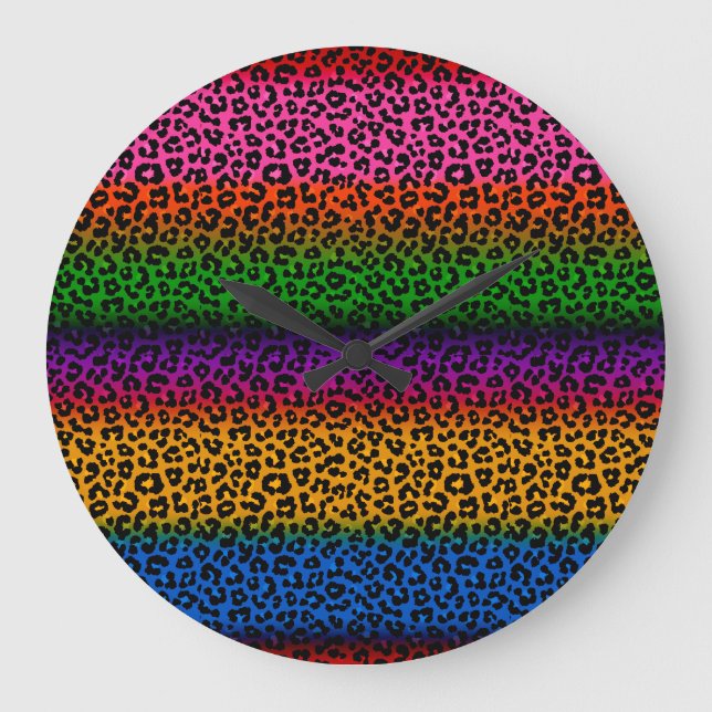 Colourful Leopard Animal Print Design  Large Clock (Front)