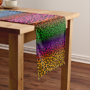 Colourful Leopard Animal Print Design  Short Table Runner
