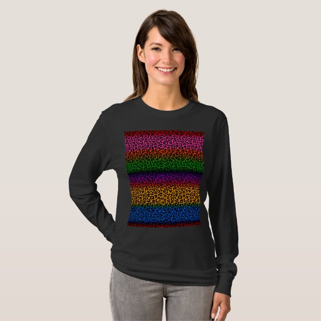 Colourful Leopard Animal Print Design  T-Shirt (Front Full)
