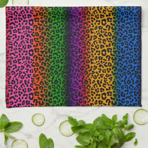 Colourful Leopard Animal Print Design Tea Towel