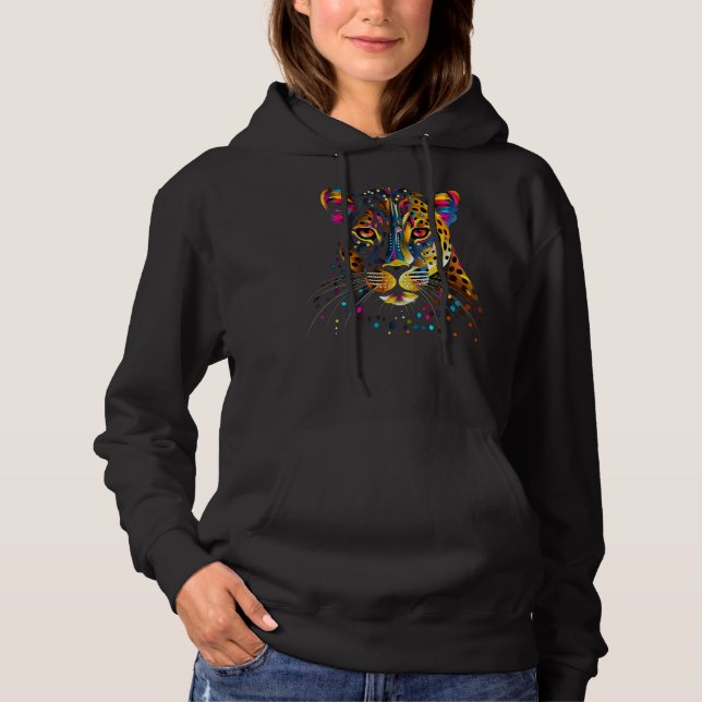 Colourful Leopard Face Jaguar Animal Big Cats Pant Hoodie (Front)