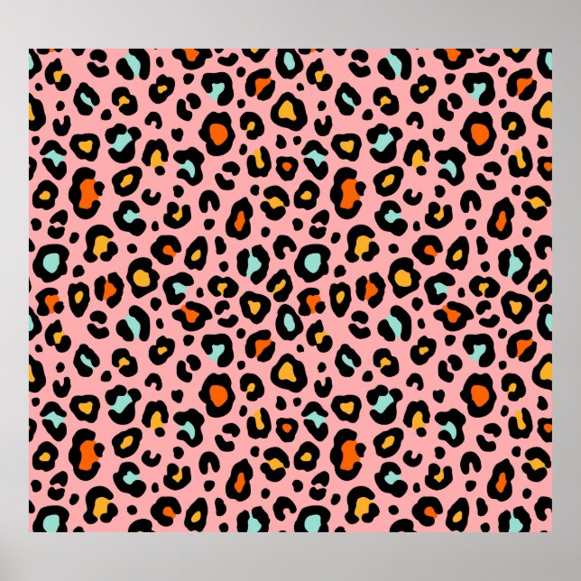 Colourful Leopard: Fashion Vintage Pattern Poster (Front)