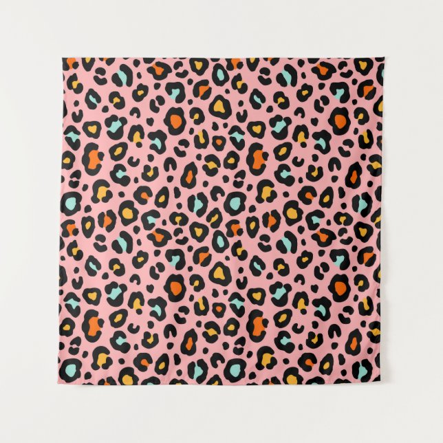 Colourful Leopard: Fashion Vintage Pattern Tapestry (Front)