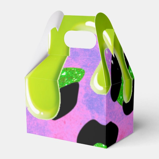 Colourful Leopard Green Slime 00th Birthday Party Favour Box (Front Side)