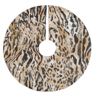 Colourful Leopard Metre Textile Pattern Brushed Polyester Tree Skirt