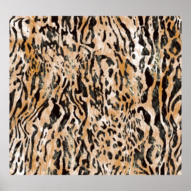 Colourful Leopard Metre Textile Pattern Poster (Front)