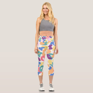 Colourful Leopard Pattern Capri Leggings