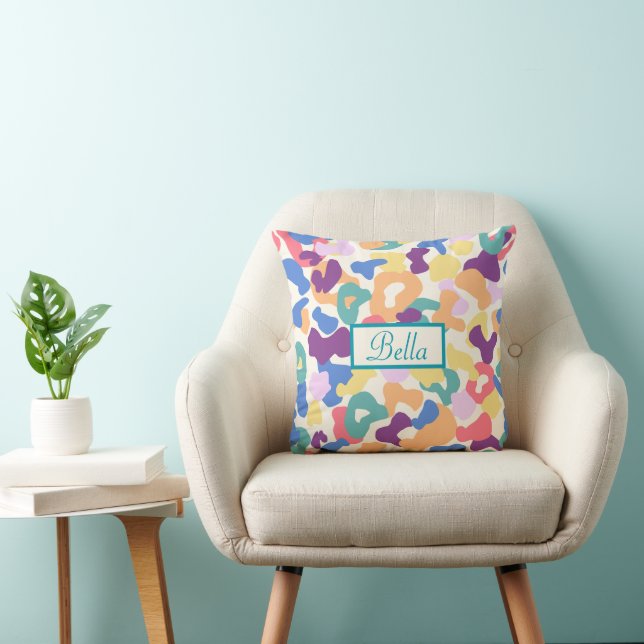 Colourful Leopard Pattern  Cushion (Chair)