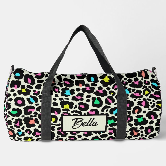 Colourful Leopard Pattern Duffle Bag (Front)