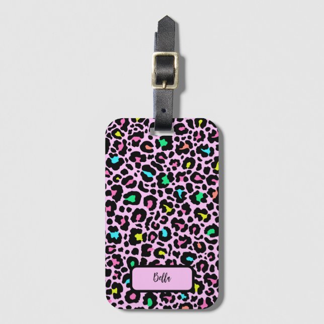 Colourful Leopard Pattern Luggage Tag (Front Vertical)
