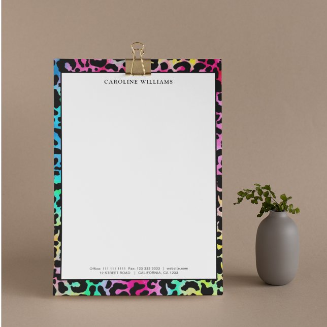 Colourful Leopard Pattern Print Animal Neon Vibran Custom Letterhead (Creator Uploaded)