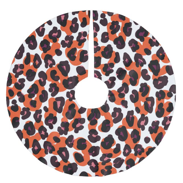 Colourful Leopard Pattern: Seamless Design. Brushed Polyester Tree Skirt (Front)