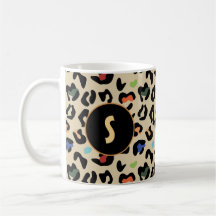 Colourful leopard pattern with monogram 