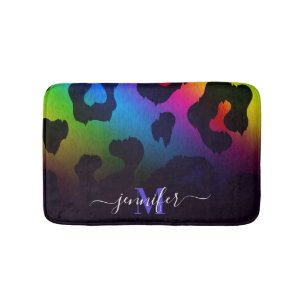 Colourful Leopard Print Bath Mat
