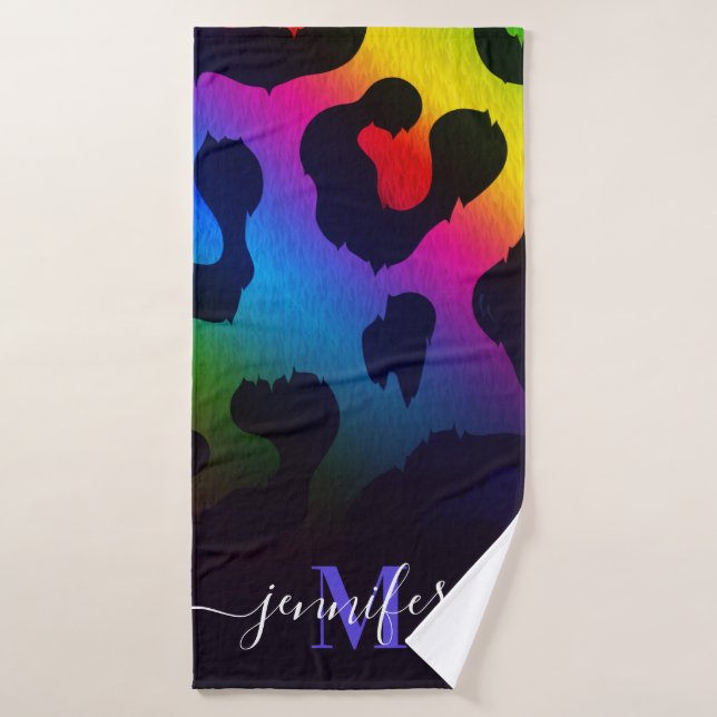 Colourful Leopard Print Bath Towel (Bath Towel)