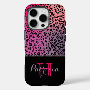 Colourful Leopard Print & Black Diamonds iPhone 16 Pro Case