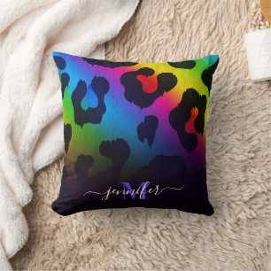 Colourful Leopard Print Cushion