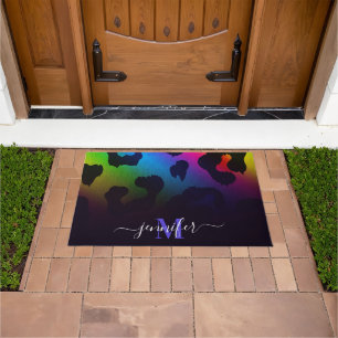 Colourful Leopard Print Doormat