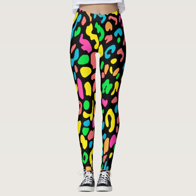 Colourful Leopard Print Leggings (Front)