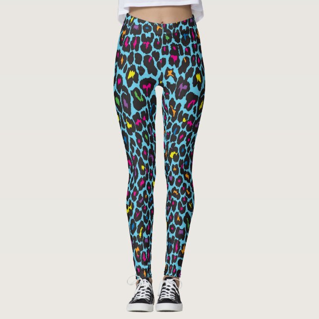 Colourful Leopard Print Leggings (Front)