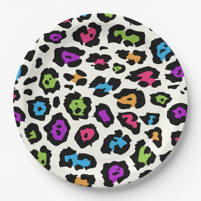 Colourful Leopard Print Paper Plate (Front)