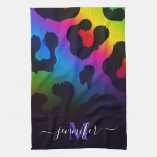 Colourful Leopard Print Tea Towel