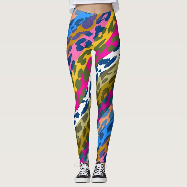 Colourful Leopard Skin Pattern #29 Leggings (Front)