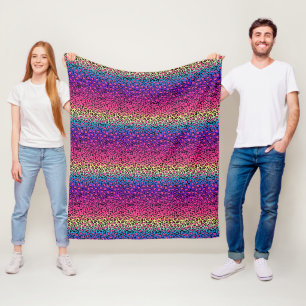 Colourful leopard skin pattern fleece blanket