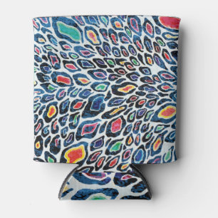 Colourful Leopard: Vibrant Texture Print Can Cooler