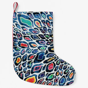 Colourful Leopard: Vibrant Texture Print Small Christmas Stocking