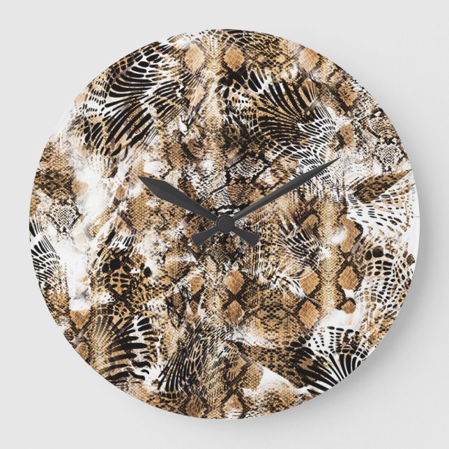Colourful Leopard Zebra Camouflage Pattern Large Clock (Front)