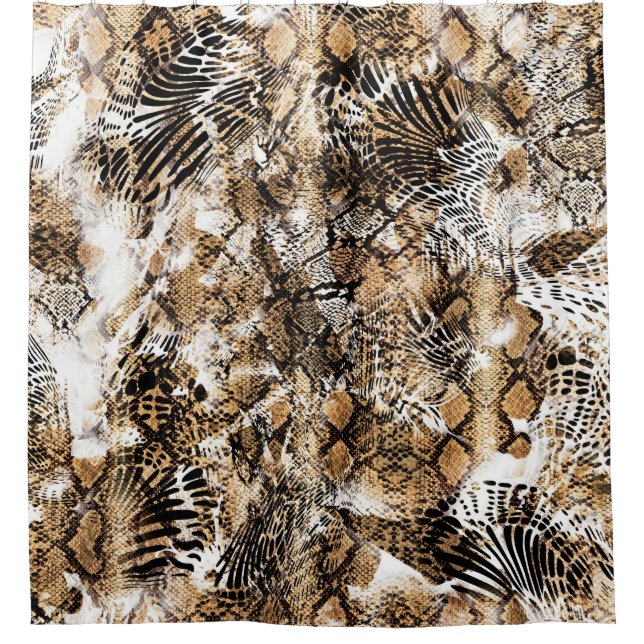 Colourful Leopard Zebra Camouflage Pattern Shower Curtain (Front)