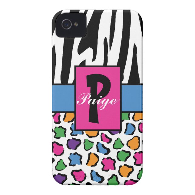 Colourful Leopard & Zebra Print Personalised Case-Mate iPhone Case (Back)