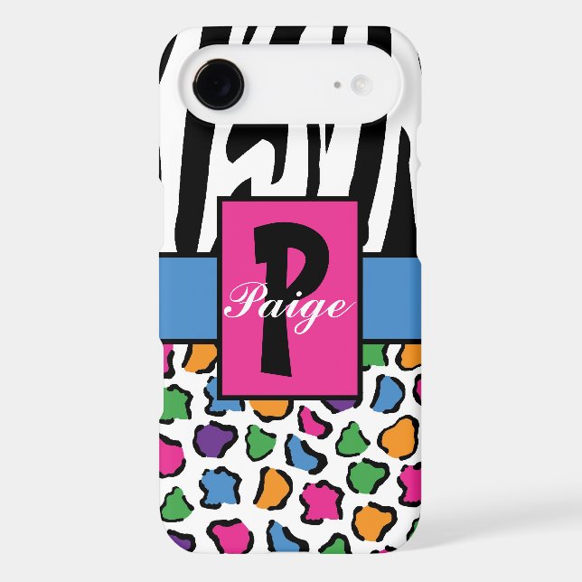 Colourful Leopard & Zebra Print Personalised Case-Mate iPhone Case (Back)