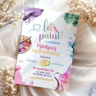 Colourful Let's Paint Kid's Any Age Birthday Party Invitation