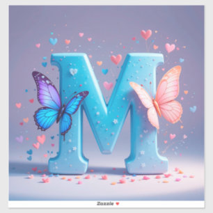 Colourful Letter M with Butterflies