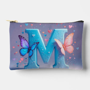 Colourful Letter M with Butterflies Accessory Pouch