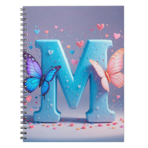 Colourful Letter M with Butterflies Notebook