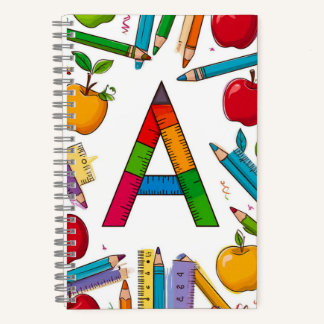 📖 Colourful Letter Monogram School Back To Class Notebook