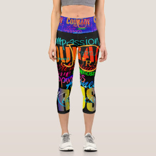 Colourful Lettering 80's Style Positive Qualities Capri Leggings