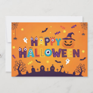 Colourful Lettering Spooky Halloween Invite