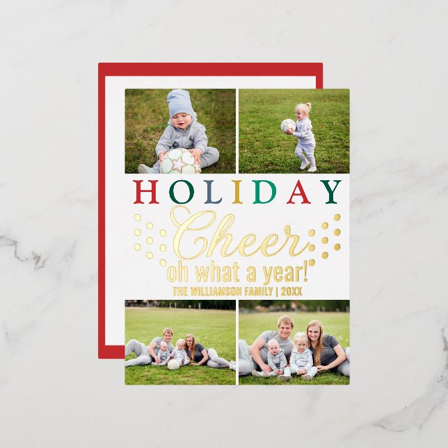 Colourful Letters 4 Photo Holiday Cheer Chic Gold (Front/Back)