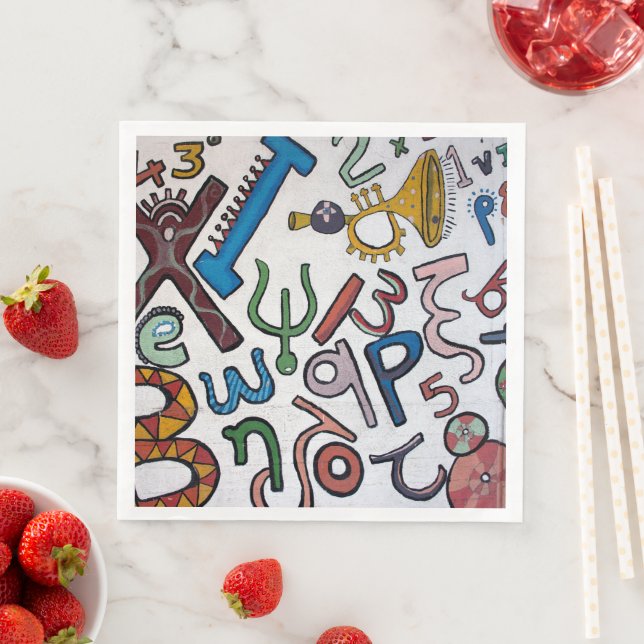 Colourful Letters and Numbers Napkin (Insitu)