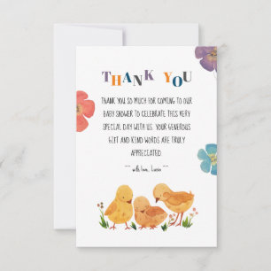 Colourful Letters Cute Chicken Family Baby Shower Thank You Card