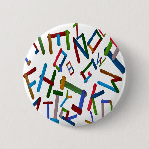 Colourful Letters from wood ice cream stick isolat 6 Cm Round Badge